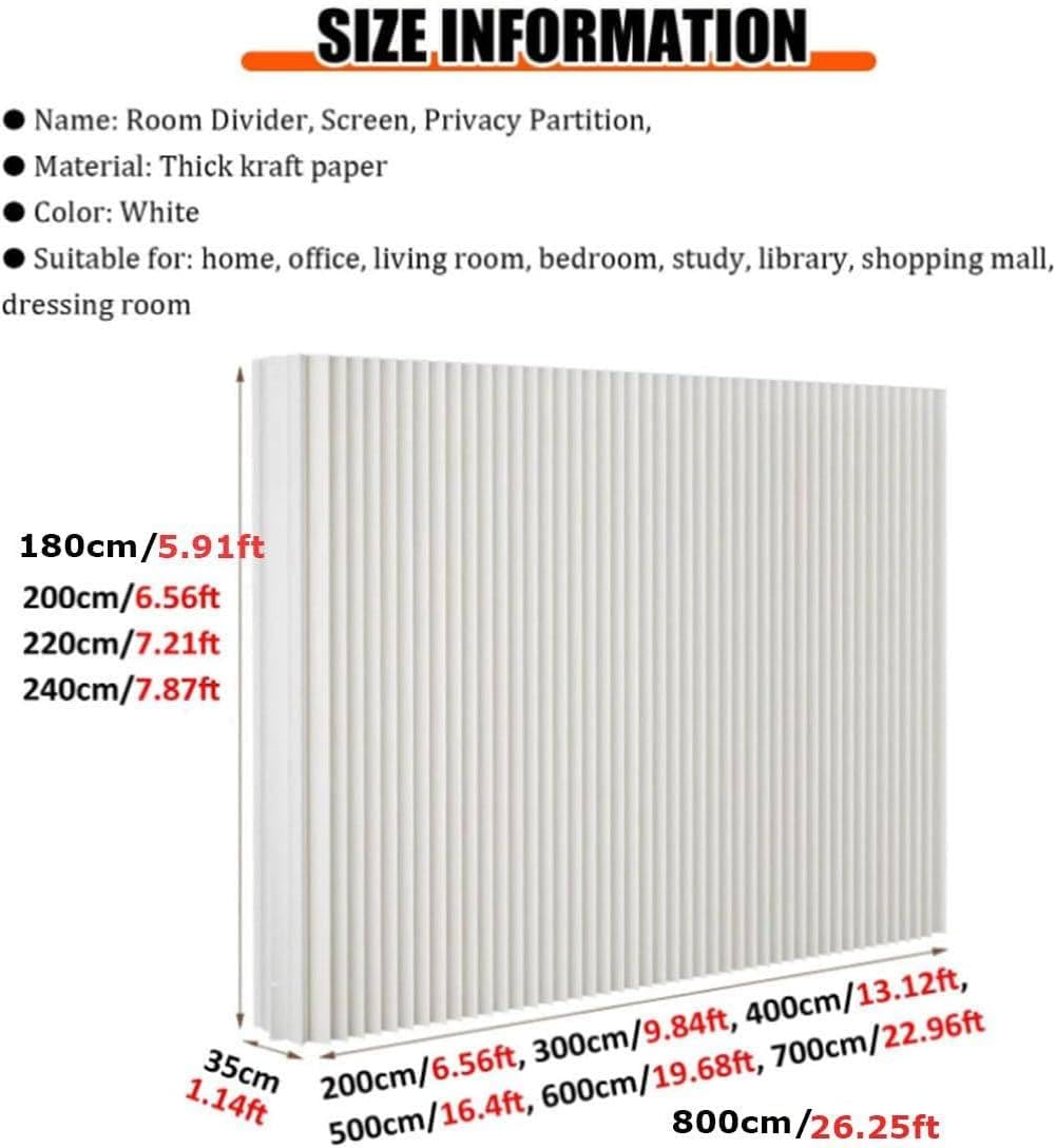 Modern Room Divider, Interior Privacy Screen, Folding and Retractable Room Divider, Freestanding Paper Wall Partition, for Bedrooms, Uffici, Balcony, 2x1.8m/6.5x6.91FT