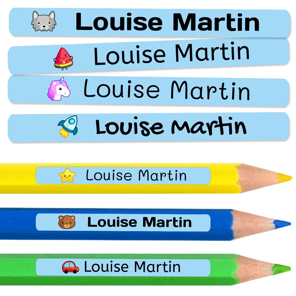 500 Personalised Sticky Labels for Pencils and Ballpoint Pens School Stickers with Name for Marking Items Waterproof Stickers for School and Nursery Dimensions 4.6 x 0.6 cm