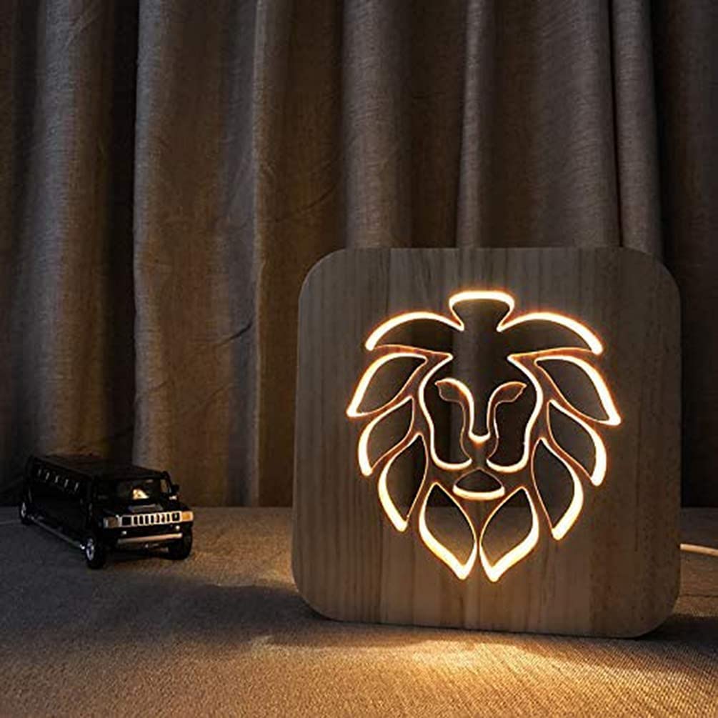 Lampe de bureau créative en bois 3D, lampe de décoration pour enfants, décoration de chambre à coucher avec