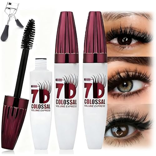 7D Waterproof Volume Mascara, 7D Silk Fiber Lash Waterproof Long Lasting Mascara Black Volume and Length Natural, Long Lasting Natural Curling Lashes for Professional Eye Makeup