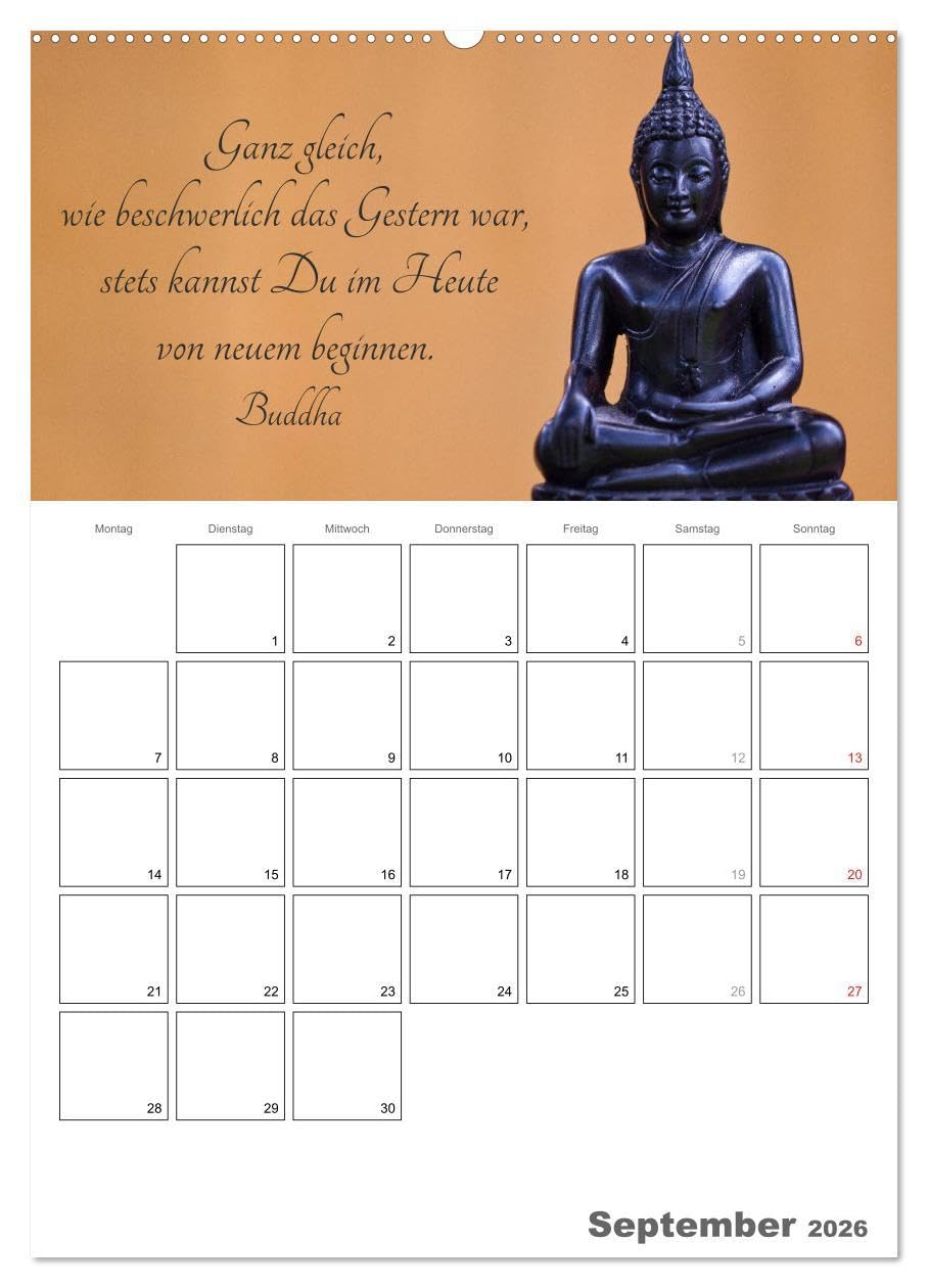 Harmonie und Freude Buddhistische Weisheiten 2026 (Wandkalender 2026 DIN A2 hoch), CALVENDO Monatskalender: Ein Planer mit buddhistischen Weisheiten für die ganze Familie (CALVENDO Glaube)
