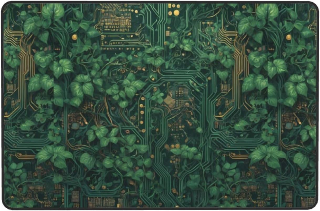 Circuit Board Vines Prints Anti-Slip Floor mat Carpet Rug 72"x48" for Living Room Office Coffee Table Bed Balcony