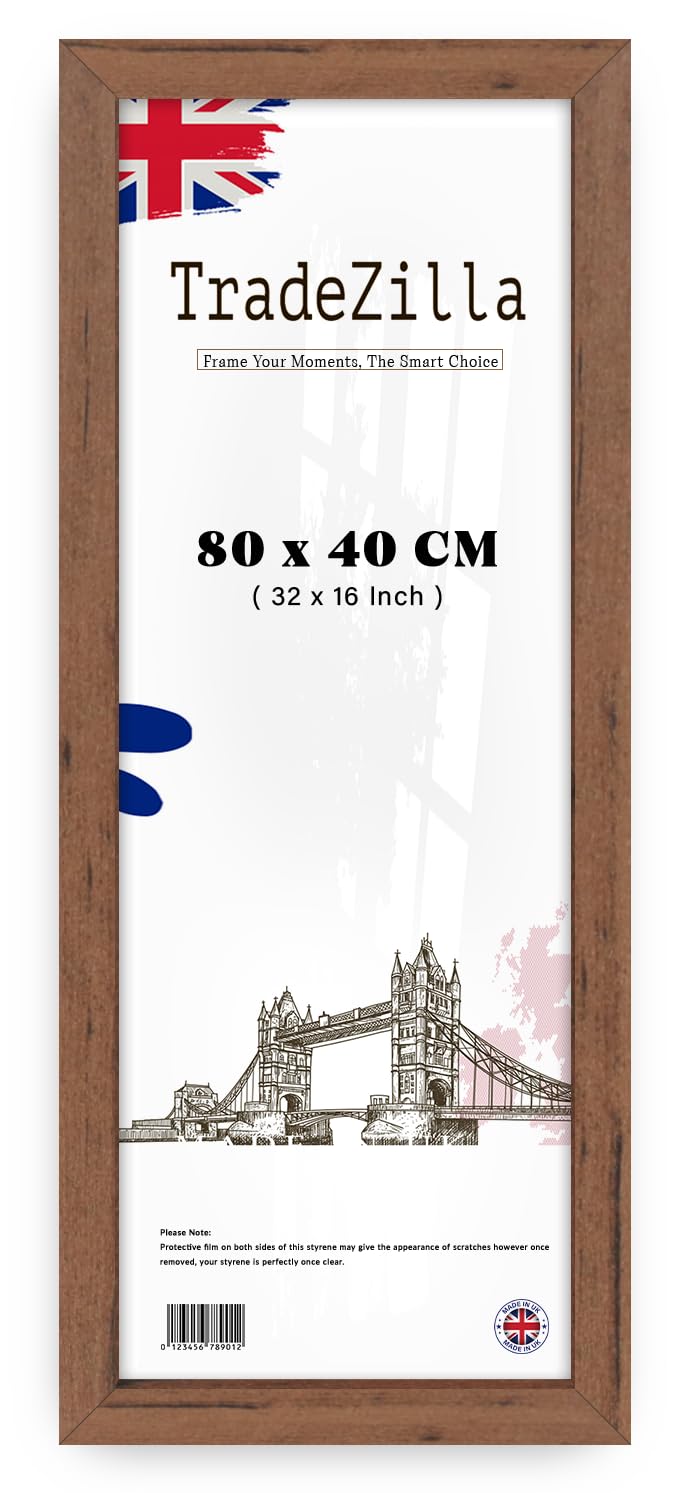 TradeZilla - Stunning Panaramic Picture/Poster Frame (80 x 40 CM) | MDF Eton Wood Hang Portrait/Landscape For Wall Gallery 32 x 16 Inch [ Walnut ]