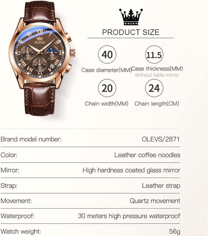 Diagram showing dimensions of the OLEVS watch