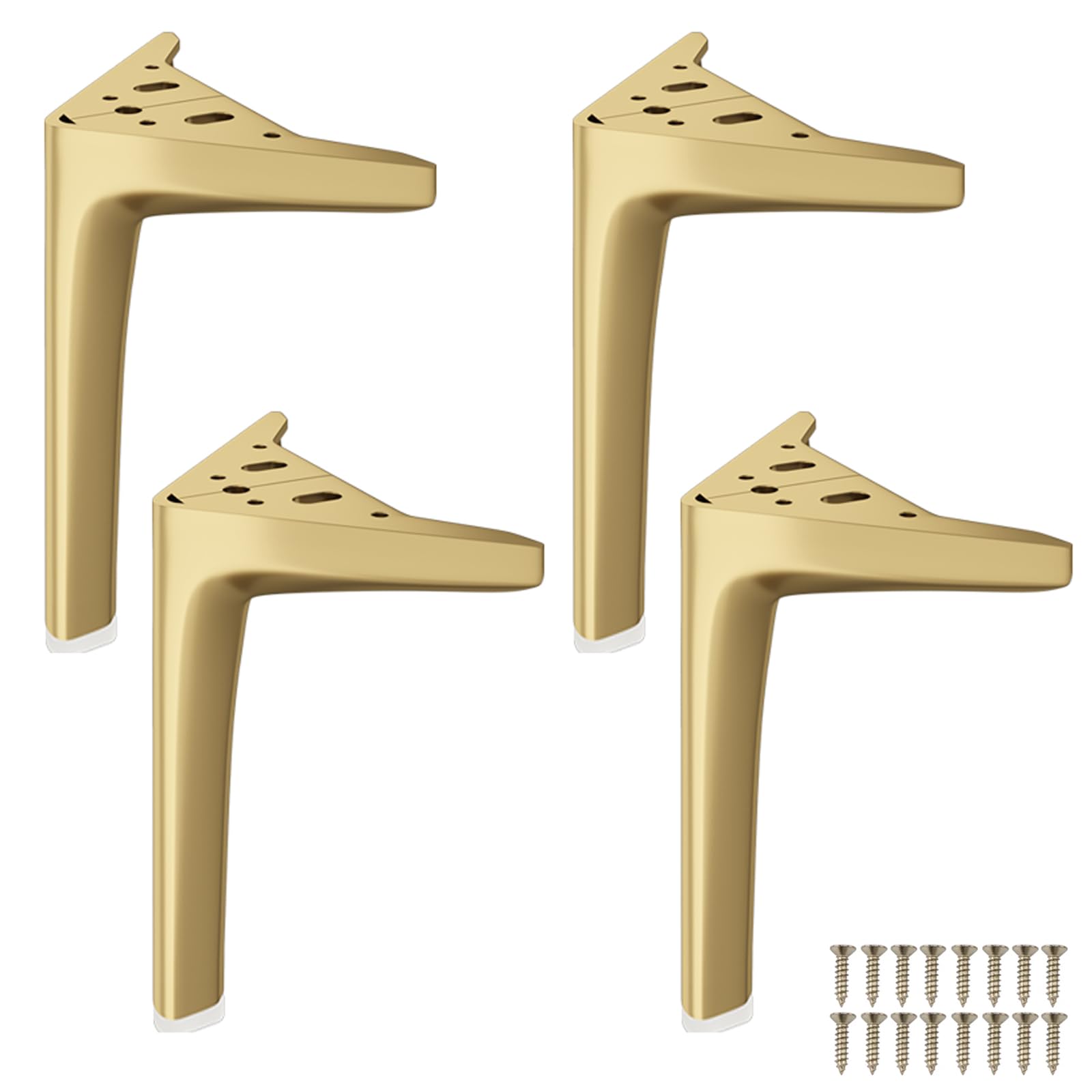 GHHVFEC Heavy-Duty Metal Sofa Legs, Triangle Replacement Feet for Couch, Cabinet, Wardrobe, Nightstand - Includes Screws, Stylish Silver Finish - Set of 4