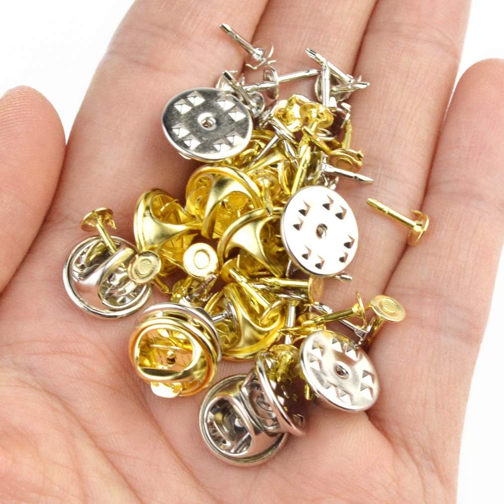 obmwang 200 Pairs Brass Butterfly Clutch Tie Tacks Pin Backs Replacement with 8mm Blank Pins (Silver and Golden) : Arts, Crafts & Sewing