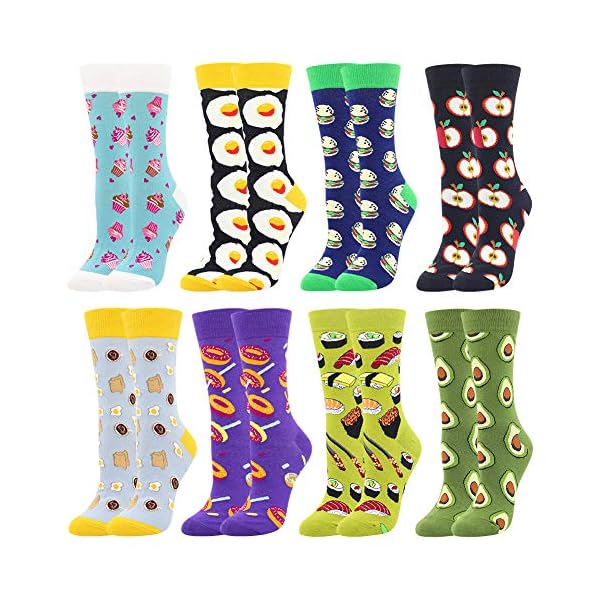 BONANGEL Women's Girls Novelty Funny Crew Socks,Crazy Cute Animal Food Design Socks Cotton,Girl's Gift