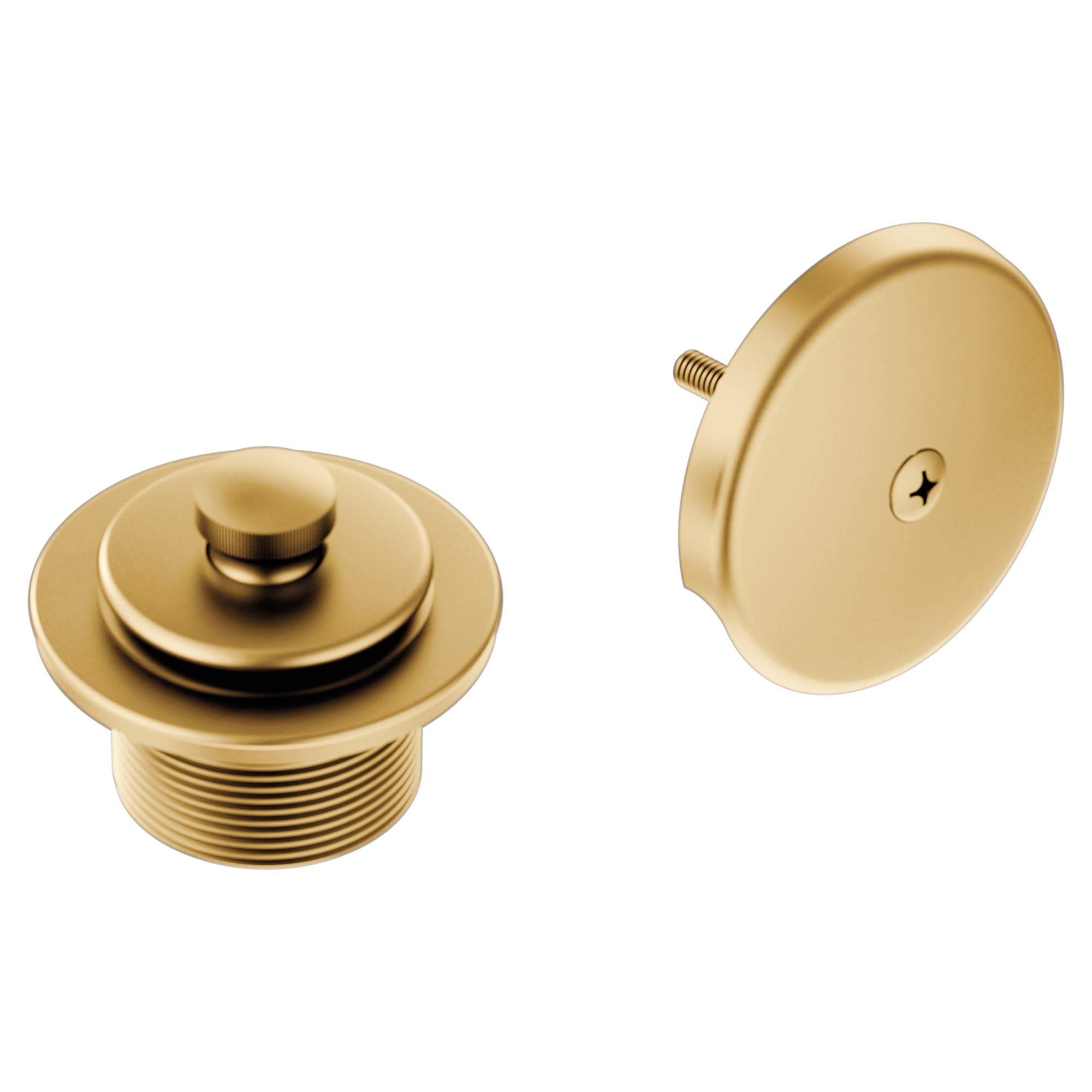 Moen Brushed Gold Push-N-Lock Tub and Shower Drain Kit with 1-1/2 Inch Threads, Plug and Overflow Cover, T90331BG