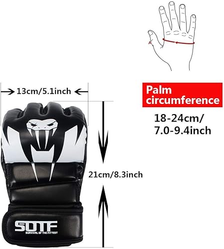 Miniatura 7 de SOTF Guantes de boxeo para adultos, guantes de entrenamiento de artes marciales mixtas, guantes de boxeo de lucha y dedos abiertos para mujeres