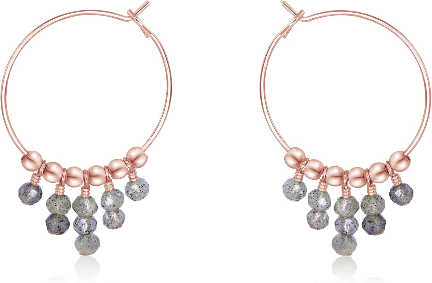 Labradorite Hoop Earrings in 14k Rose Gold Fill