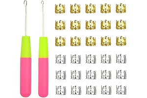2 Pcs Small Crochet Needles for Hair, Dreadlocks Metal Decoration Braiding Hair Rings