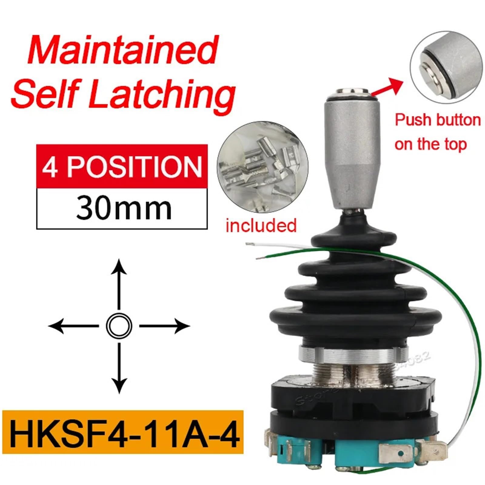 HKF4-11A-4 HKSF4-11A-4 30-mm-Joystick-Schalter mit Drucktastenschalter Momentaner 4-Positionen-Rast-Wippschalter Monolever-Kreuzschalter HKF4-11A-4 1 Stück(HKSF4-11A-4 Latching,Self Latching)