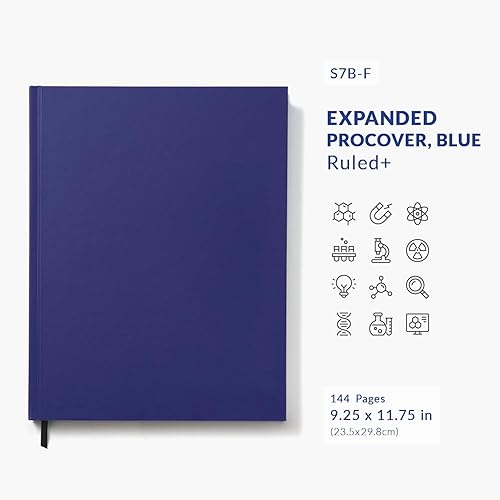 Miniatura 2 de Vela Sciences S7B - Cuaderno de laboratorio expandido ProCover de 9.25 x 11.75 pulgadas (9.3 x 11.8 in), 144 páginas, cuero sintético azul,