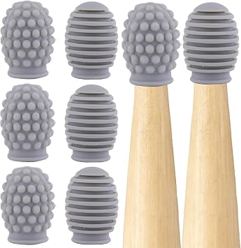 3 Pairs Silicone Drumstick Mute Tips, Drum Dampener Pads for Quiet Practice, Elastic Shock Absorber Percussion Accessory for Drum Jamming Pad or Solid SurfacesGray