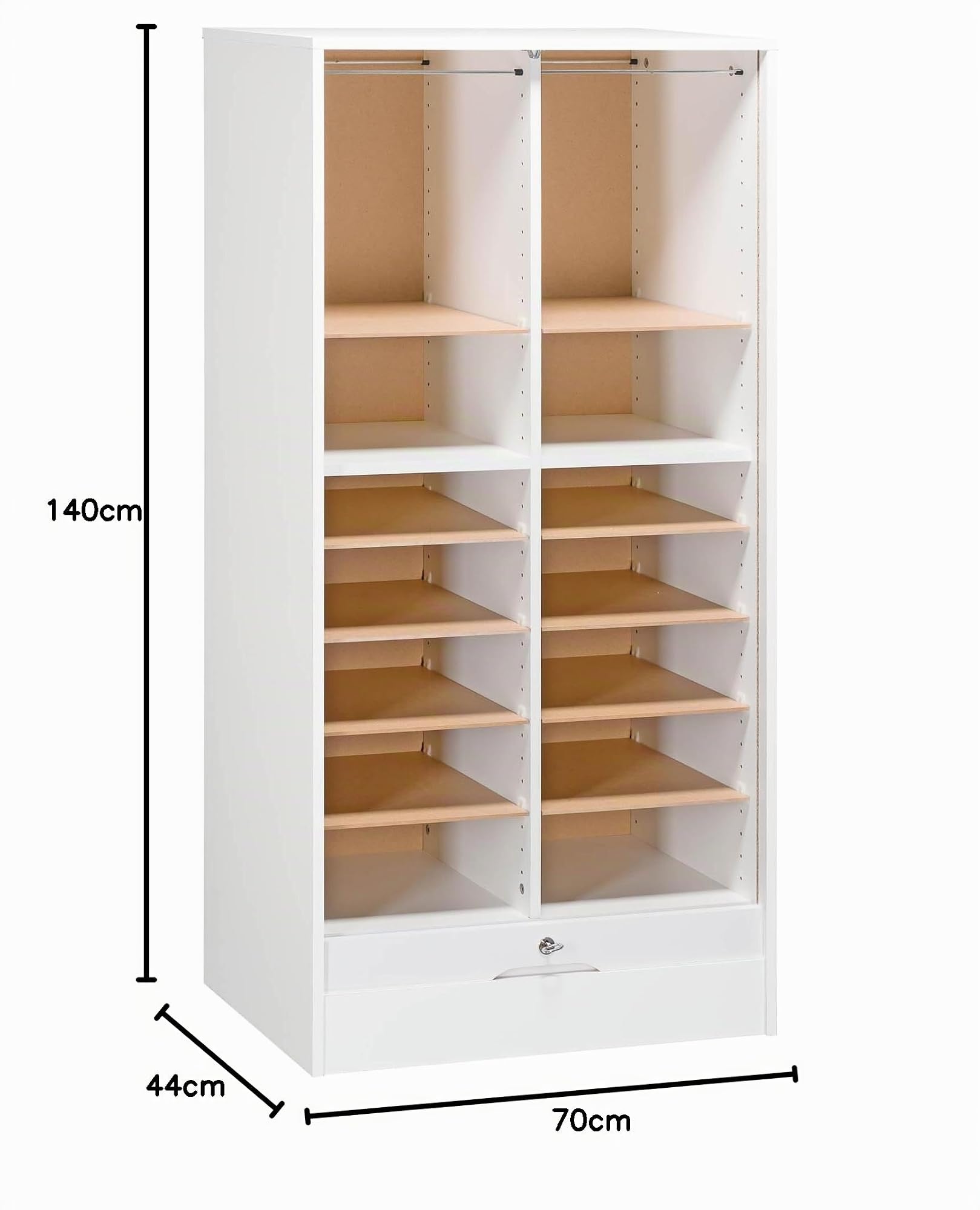 Générique Classeur à Rideau Double Bois H 140 cm (Blanc)