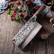 Cleaver Knife,Meat Cleaver Handmade Forged Butcher Knife Wide Blade Chopping Knife Chinese Cleaver Camping Serbian Chef Knives Set Color Choping Type