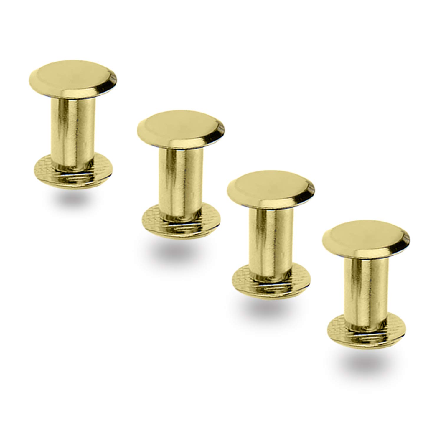 WedDecor Gold 9 x9mm Chicago Screw, Double Cap Rivet with Flat Head, Anti Resistant, Durable Brass for Arts Crafts, Leathercrafts, DIY Decoration, Handicrafts, 20pieces