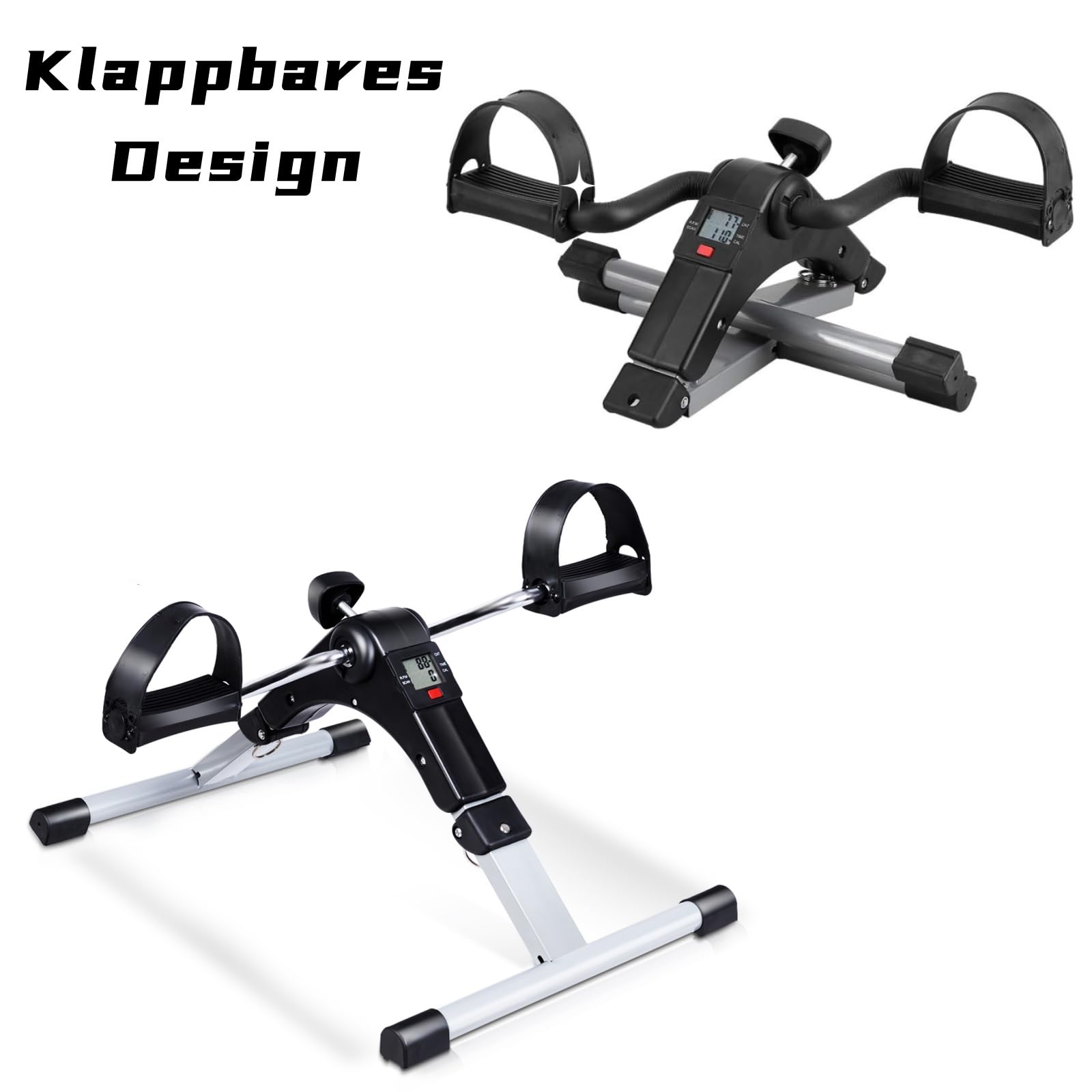 KOMFOTTEU Pedaliera Pieghevole con Display Digitale, Cyclette per Gambe e Braccia in Ferro, Macchina per Esercizi a Pedale, Cyclette Mini Bike Fitness con Resistenza Regolabile per Riabilitazione