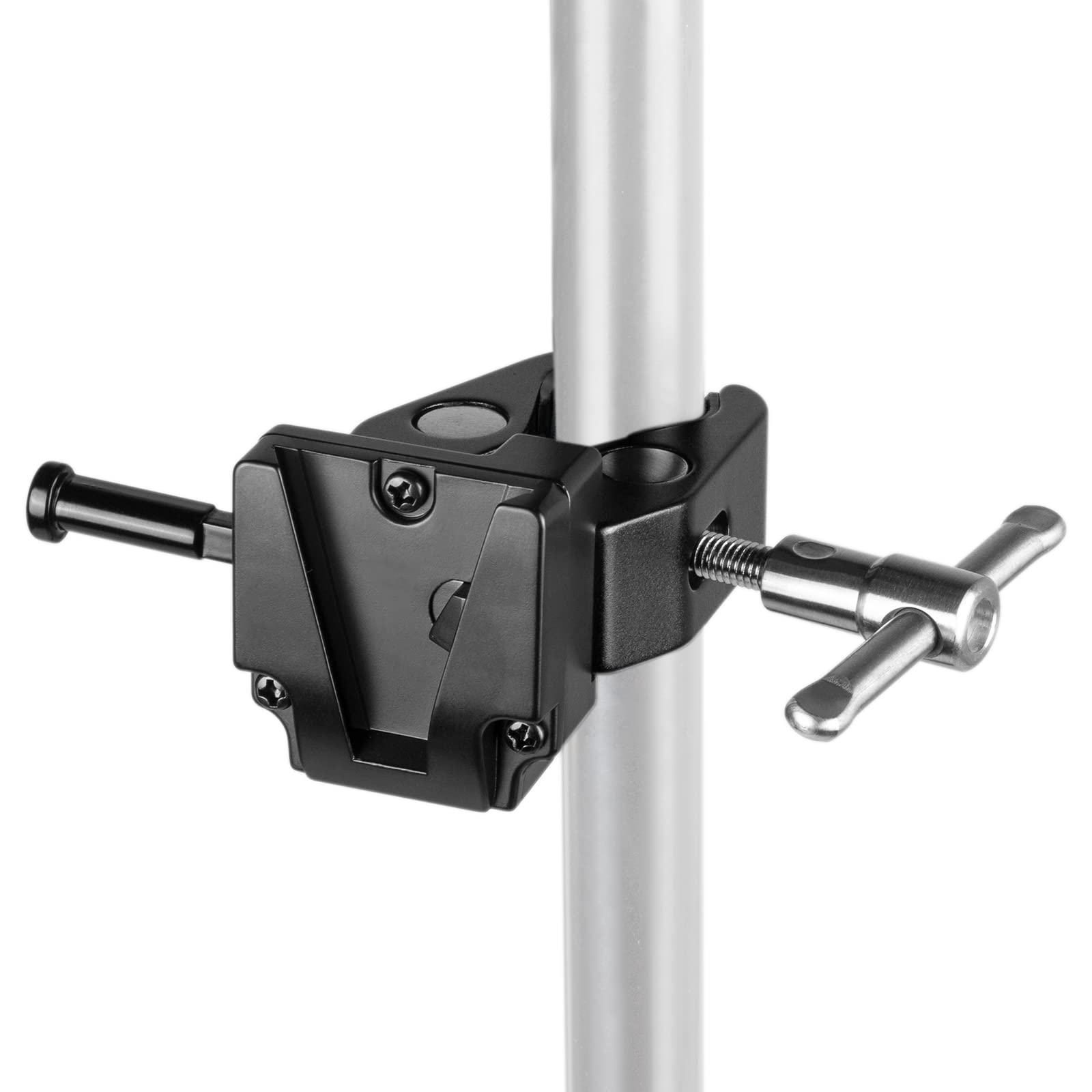 fotoconic V-Mount Lock Battery Adapter with Clamp for Mounting Light Stand Tripod