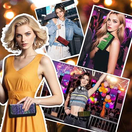 Image of Larcenciel Women's Evening Handbags, Evening Clutch Purse w /Chain for for Prom, Disco, Club, Bar, Dinner, Night Events