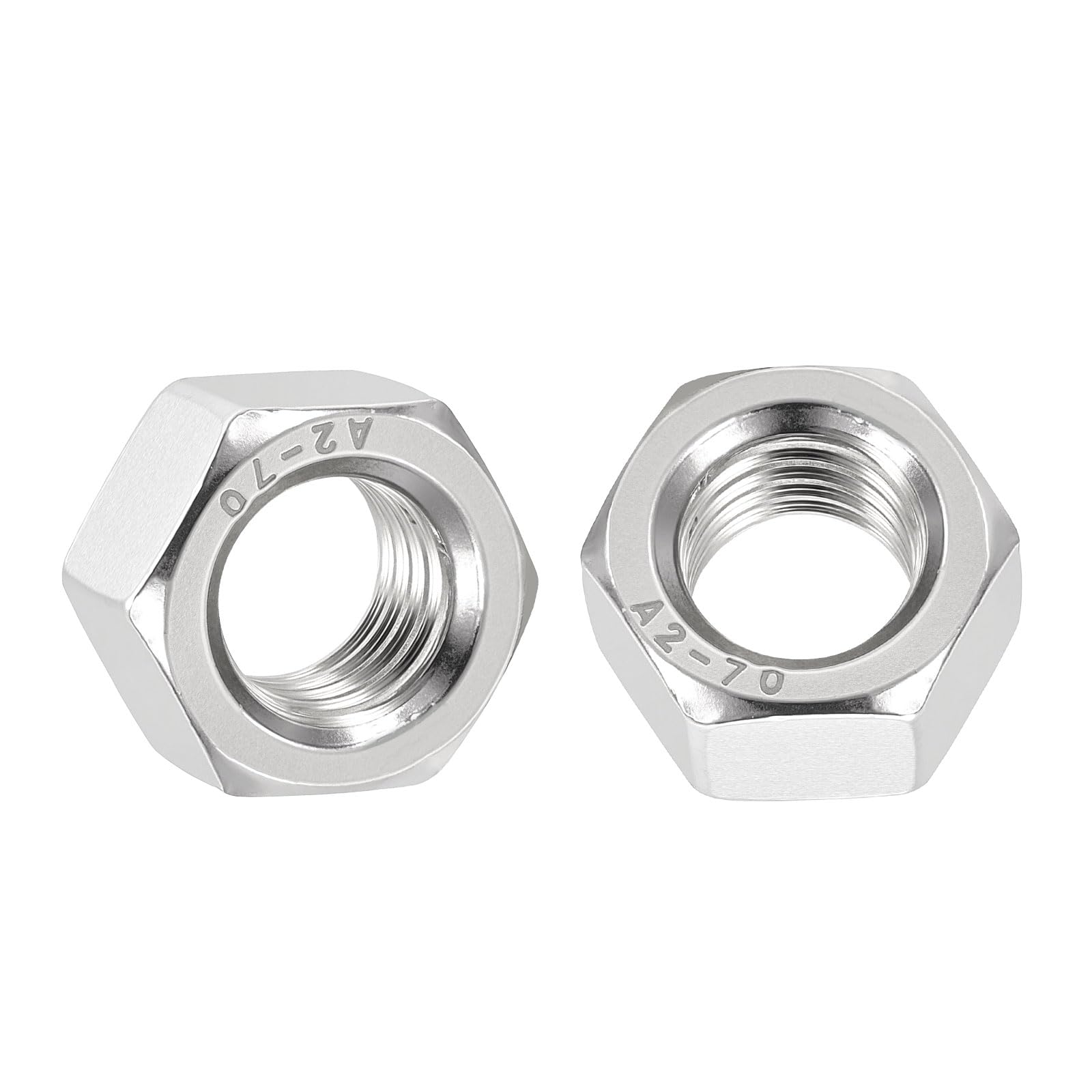 Kozelo 5pcs Left Hand Hex Nuts - [M14-2] 304 Stainless Steel 18-8 (A2-70) Hardware Nuts for Mechanical Repair & Assembly, Reverse Thread Metric Nut, Bright Finish, Silver