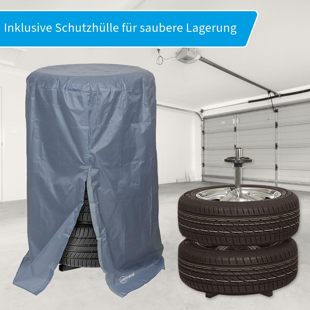 Cartrend 7730056 Carrello porta pneumatici, con telo di protezione, per pneumatici larghi fino a 225 mm