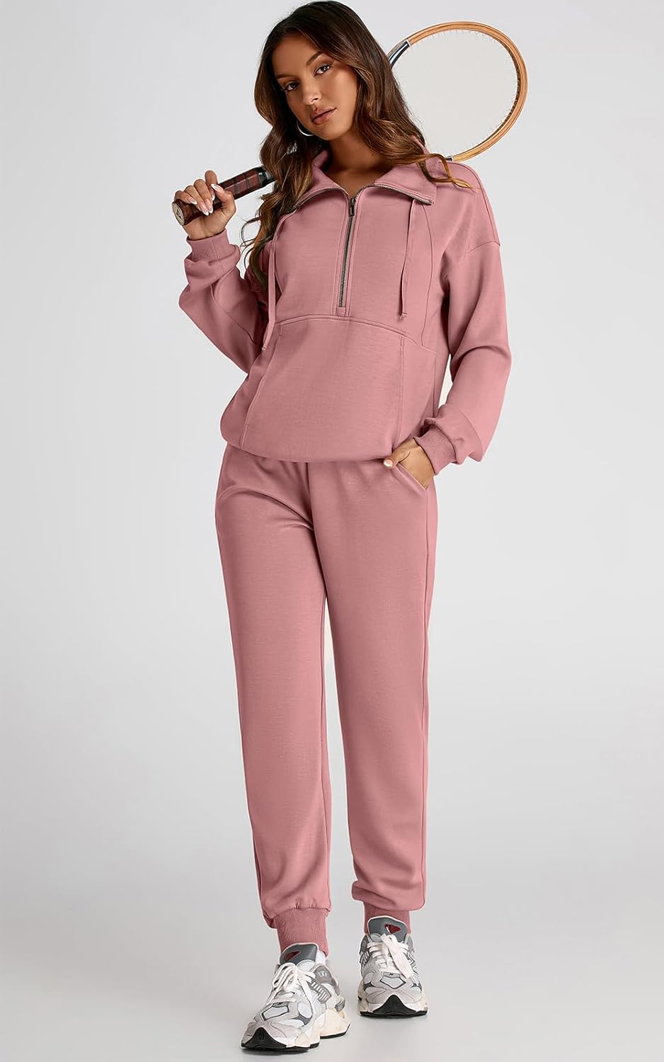 PRETTYGARDEN Long Sleeve Half Zip Sweatsuits Women 2 Piece Outfit Spring Casual Sweatshirt Sweatpants Lounge Set Tracksuit - Image 8