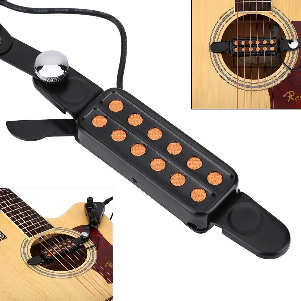 Dilwe 12 otworów Pick-up gitara akustyczna, przetwornik magnetyczny z tunerem tonowym do gitary akustycznej
