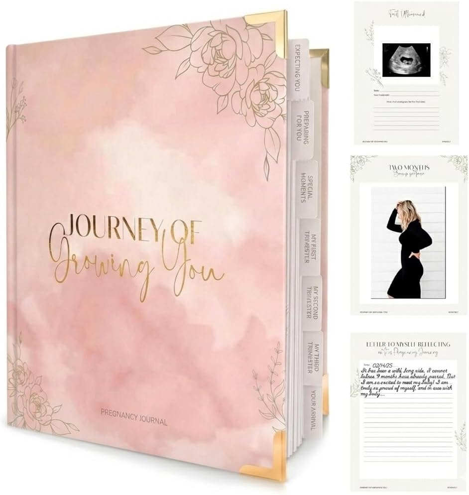 Pregnancy Journal for Women - Gender Neutral Baby Book Keepsake with Organized Tabs, Notes Section, Photo Pocket, & Detailed Prompts, Pregnancy Scrapbook