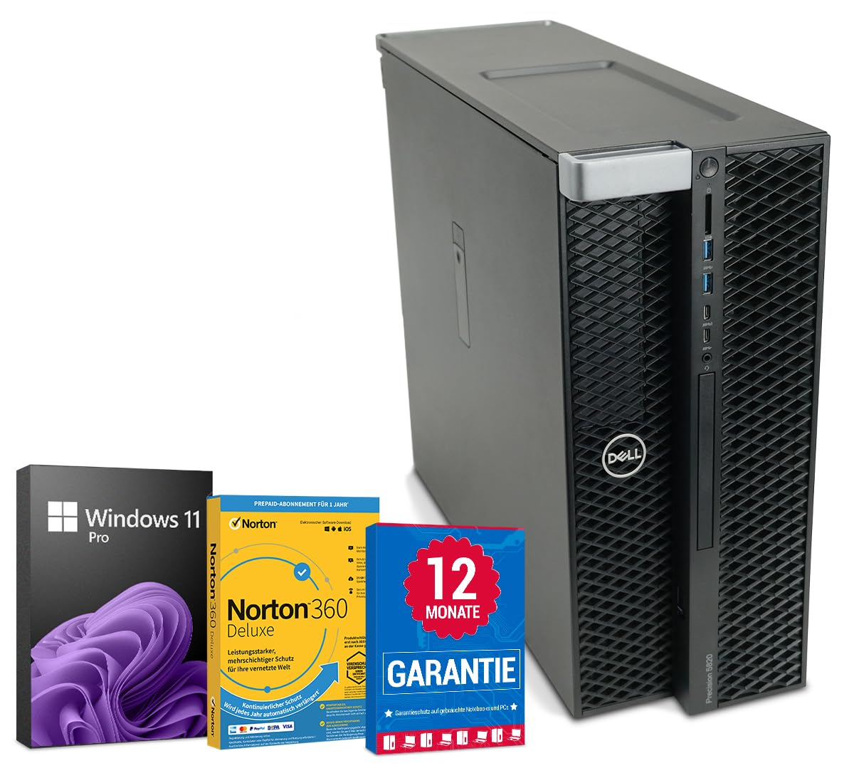 Dell Precision 5820 PC Computer Intel Xeon-W2133@ bis zu 3,9 GHz 64 GB 512 GB SSD mit Windows 11 Pro & GRATIS Bluetooth, WLAN & Antiviren-Software inkl. 12 Monate Garantie (Generalüberholt)