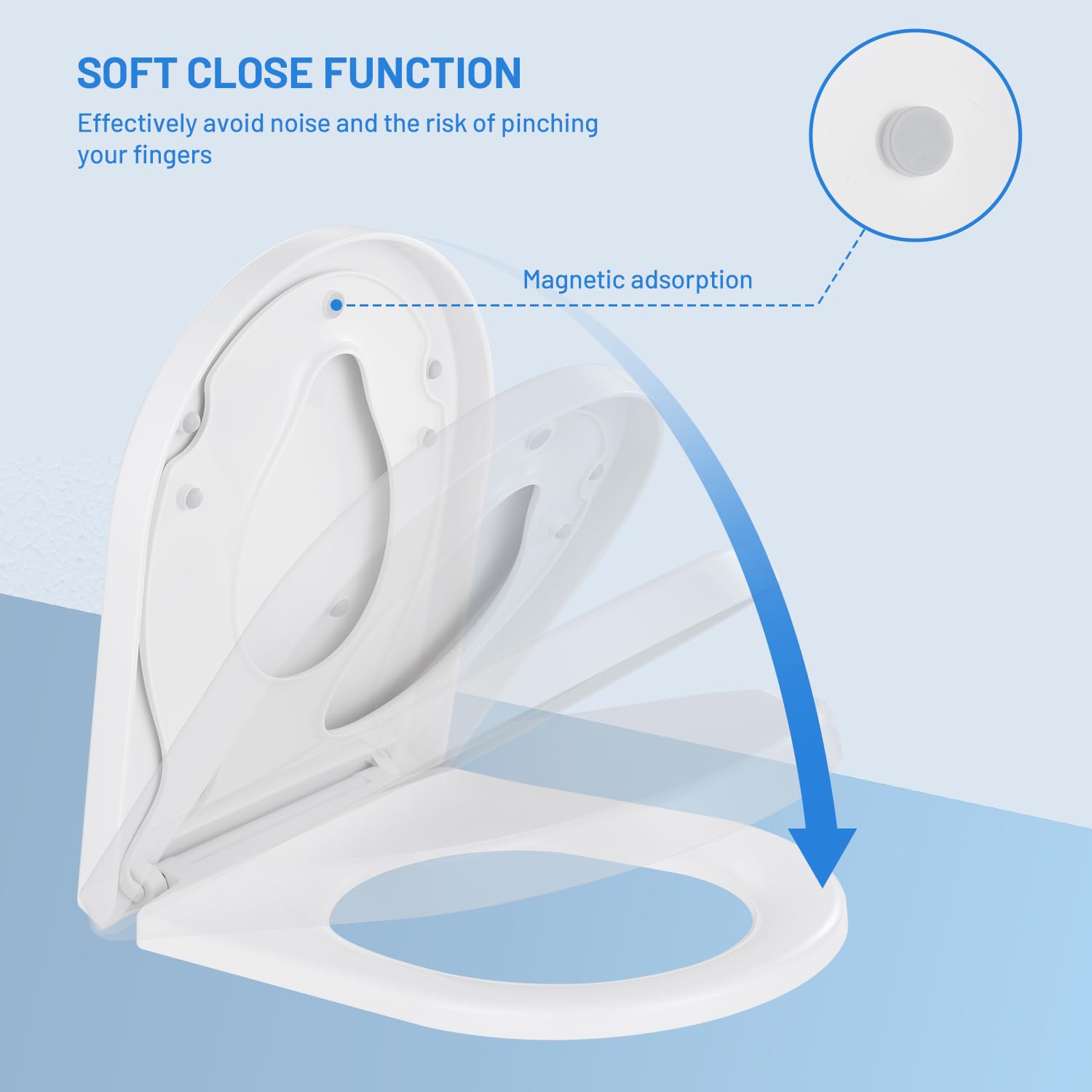Coree Toiletdeksel, toiletbril voor kinderen, wc-bril met softclosemechanisme, Quick-Release-functie, familietoiletzitting, D-vorm, U- vorm, wit, PP-materiaal, magneet