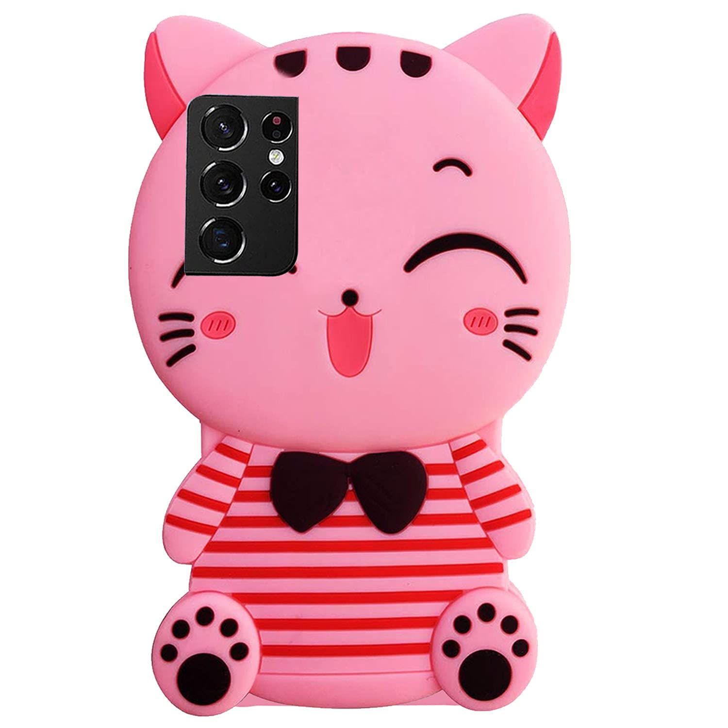 KC Back Cover for Samsung Galaxy S21 Ultra, Cartoon Lucky Bow Cat Soft Bumper Silicone Shockproof Case (Pink) (B096ZS67T9) Amazon Price History, Amazon Price Tracker