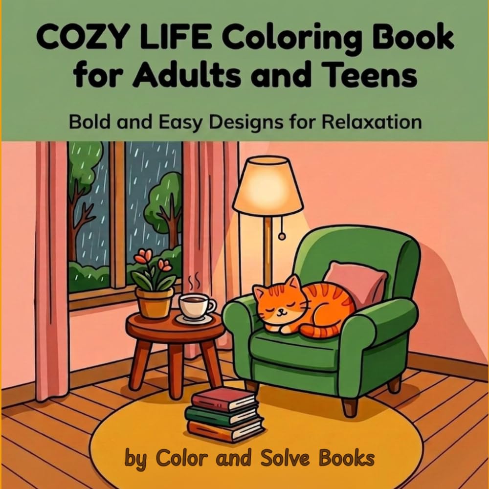 Cozy Life Coloring Book for Adults and Teens: Bold and Easy Designs for Relaxation