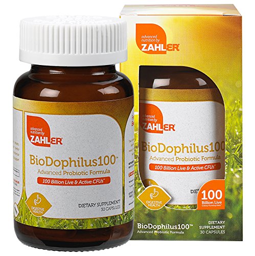 Zahler Biodophilus100, All Natural Advanced Probiotic Acidophilus Supplement, Promotes Digestive Health, 100 Billion Live Cultures and Intestinal Flora Per Serving, Certified Kosher,30 Capsules