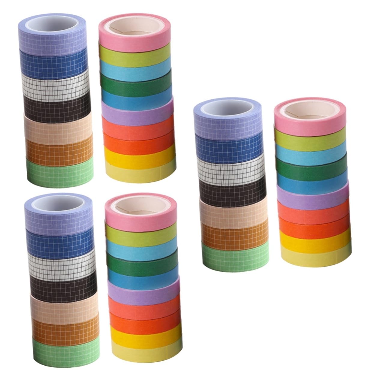 SEWACC 51stücke Teiliges Washi Tape Bunten Farben Und Mustern Dekoratives Klebeband Für Scrapbooking Journaling Und -projekte Gemustert Einfarbig Hochwertige Langlebige Materialien Für