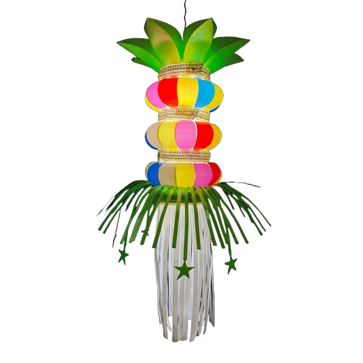 ALILA Self Assemble Diwali Lotus Kandil Jhumar Hanging For Balcony Lantern Lamp Shade Home Decor Decoration, Multicolour