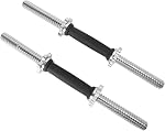 Threaded Dumbbell Rubber/Chrome Handles 1 Inch Pair, Adjustable Dumbbell Bar Handles, Fits Standard Weight Plates with 1” Diameter, for Gym Workouts, Exercise, Weightlifting