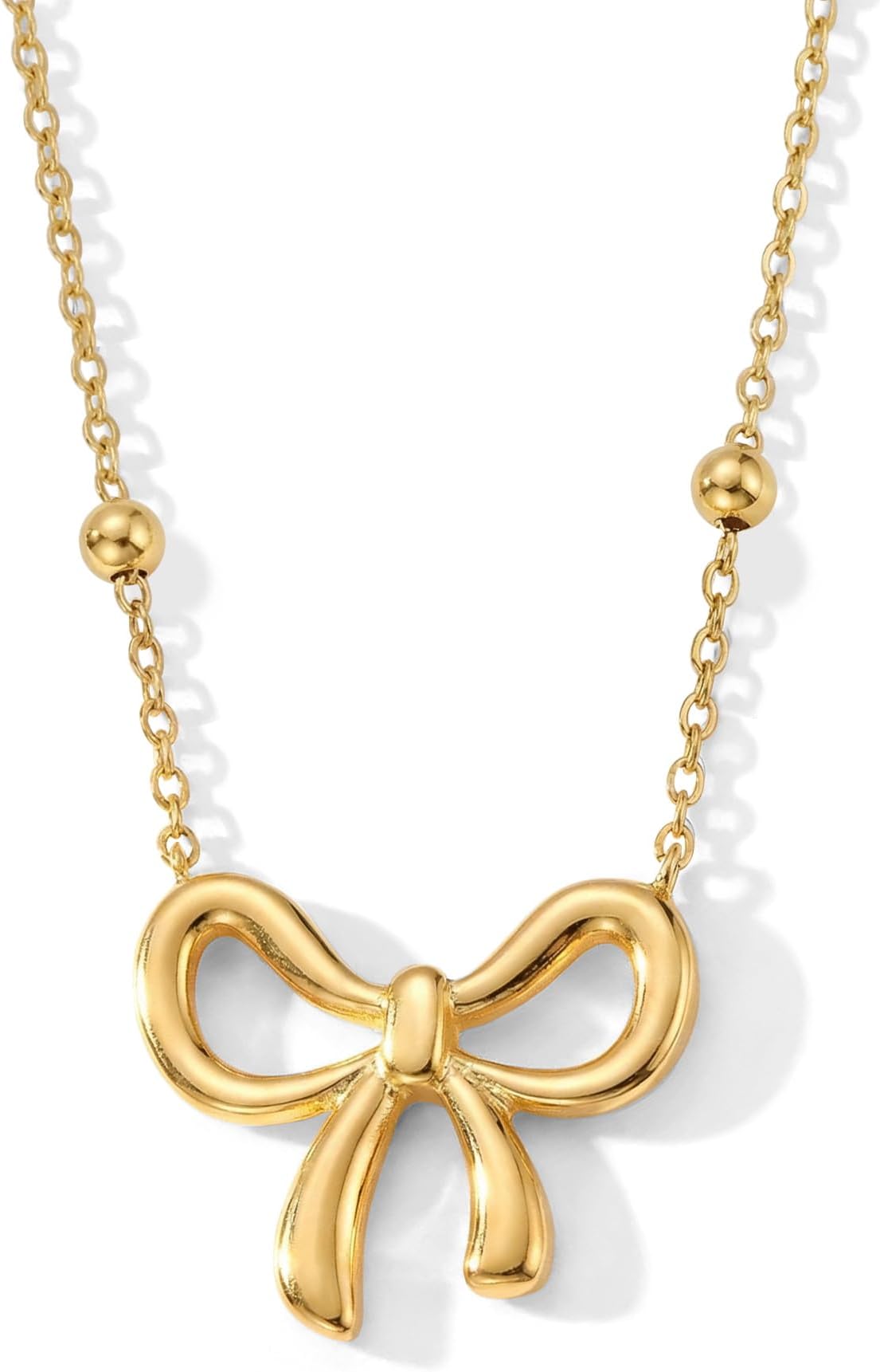 SUNNYOUTH Bow Necklace for Women Bowknot Choker Necklace 14K Gold Plated Ribbon Choker Necklaces Fashion Jewelry Gifts