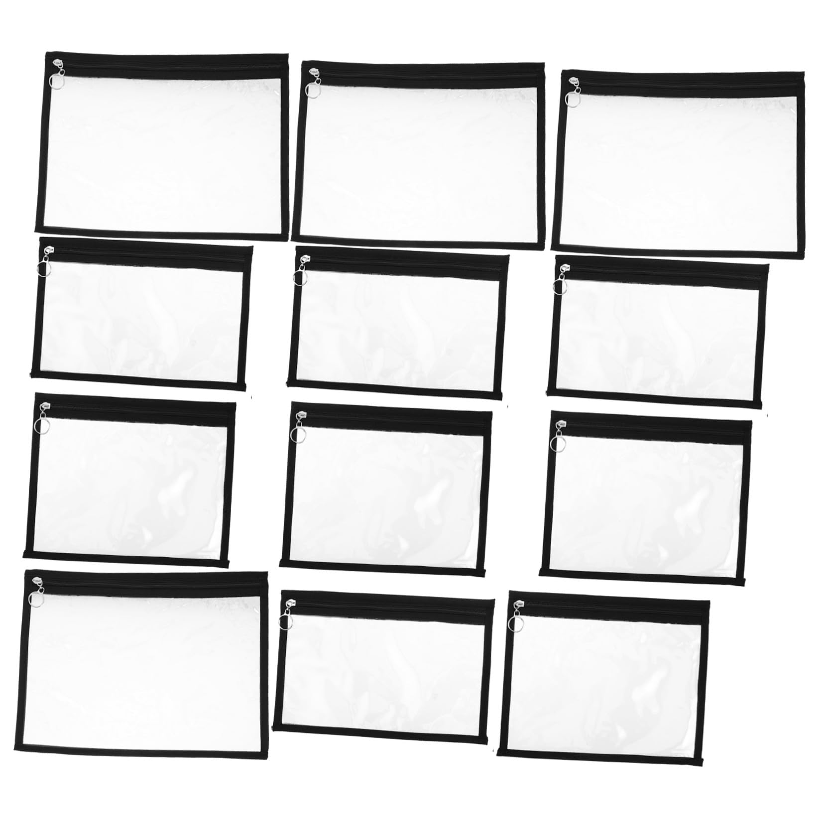 VILLCASE Bolsa de Documentos Pvc Transparente Cremallera, 12 Piezas