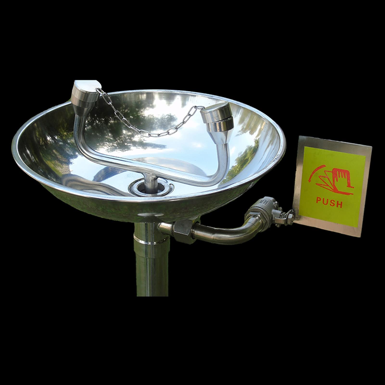 Station de Lavage oculaire d'urgence pour Laboratoire avec Panneau de Commande Manuel et Protection Anti-poussière pour buse, Douche oculaire Verticale pour Usage Industriel en Usine chimiqu