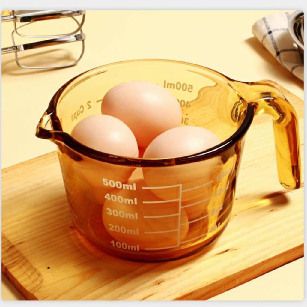 Taza medidora de vidrio resistente a altas temperaturas con escala Grado alimenticio Hornear Calentamiento por microondas Desayuno doméstico Huevo batido Taza de leche ( Tamaño : 1000ML ) ( 500ML)