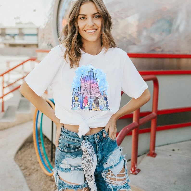 Magic Kingdom Shirts Castle T Shirts for Women Princess Castle Shirt Funny Vacation Trip Tee Casual Holiday Top - Image 2