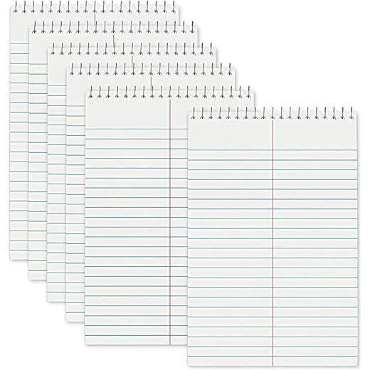 Steno Pads Spiral 6x9, 80 Sheets, 6 Pack