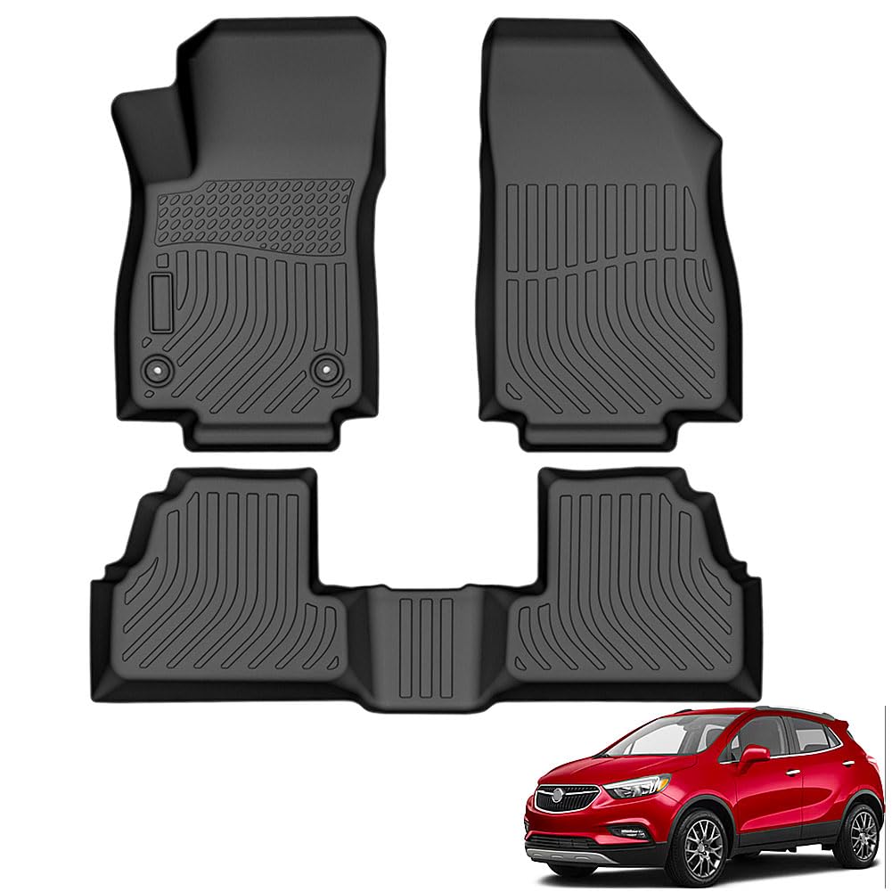 MCARCAR KIT Floor Mats Fits for 2013-2022 Buick Encore,All-Weather TPE Rubber Car Floor Mats Odorless Anti-Slip 1st & 2nd Row Black(No Fit 2020-2023 Encore GX)