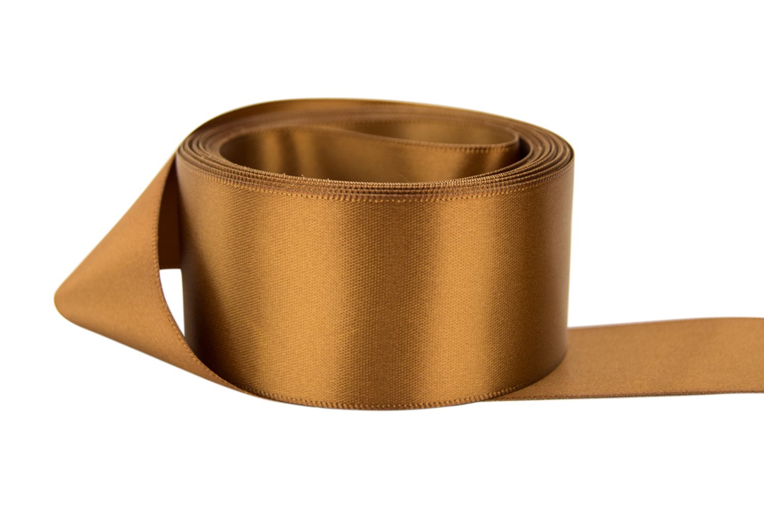 Ribbon Bazaar Double Faced Satin - Premium Gloss Finish - 100% Polyester Ribbon for Gift Wrapping, Crafts, Scrapbooking, Hair Bow, Decorating & More - 1-1/2" Coffee 50yd