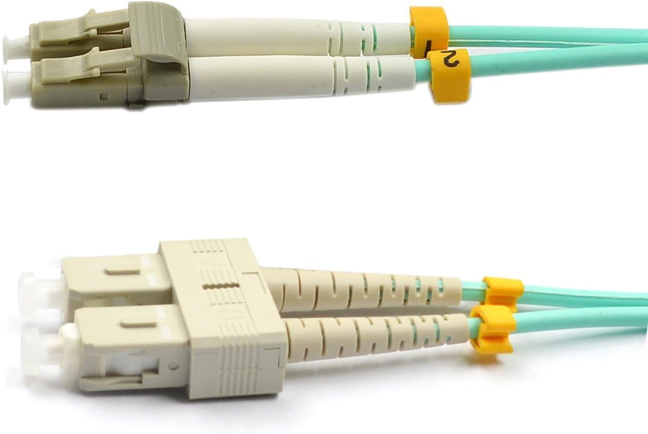 CableJoyLC-SC 10GB 50/125 OM3 Duplex Multimode PVC Fiber Optic Cable, Aqua (3 Meter)