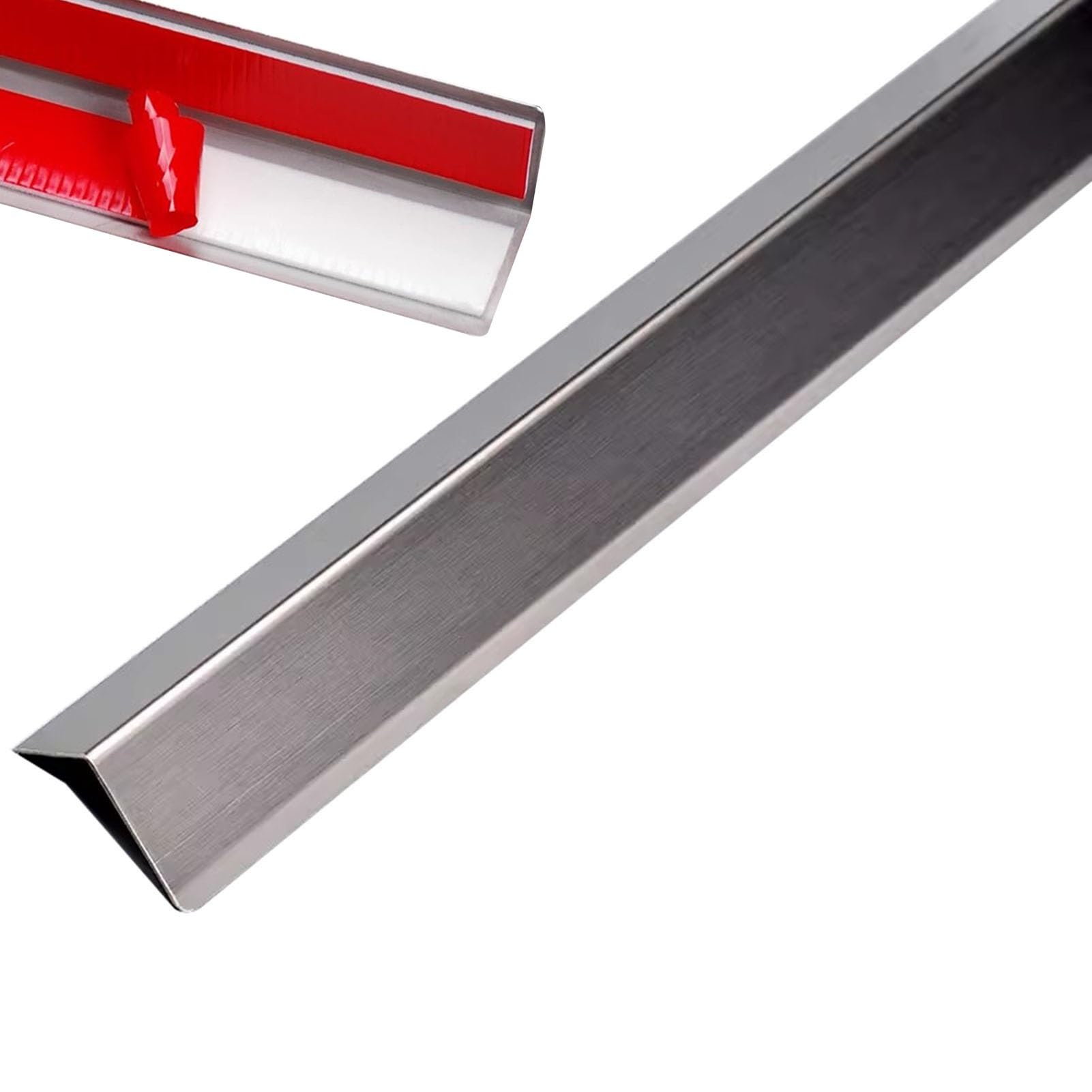 Protector de esquina de pared/escudo de esquina con cinta lateral, tira protectora de bordes de acero inoxidable en forma de L, tiras de seguridad antigolpes para hoteles Resta, plata 2 de longitud
