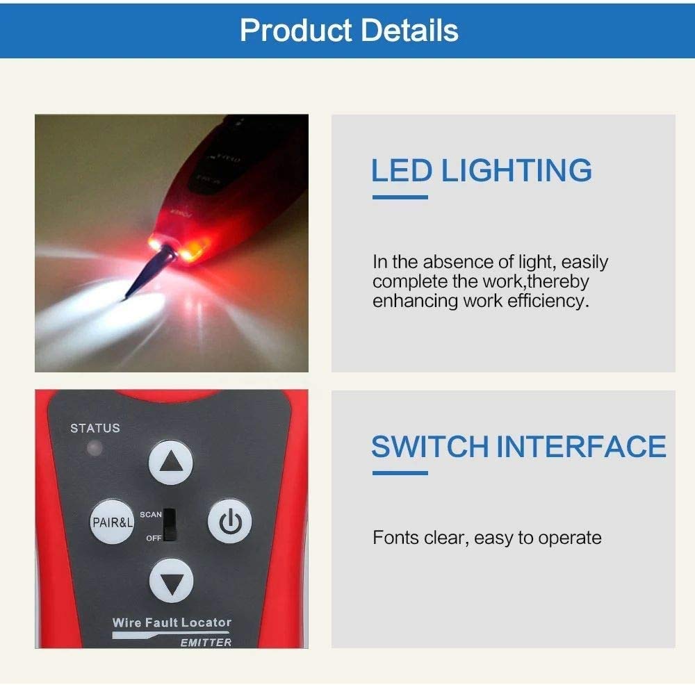 Multi-Functional LCD Network Cable Tester High Precision Line Finder Coaxial Line Tester RJ11 RJ45 Wire Length Finder with 1 Remote Adapter