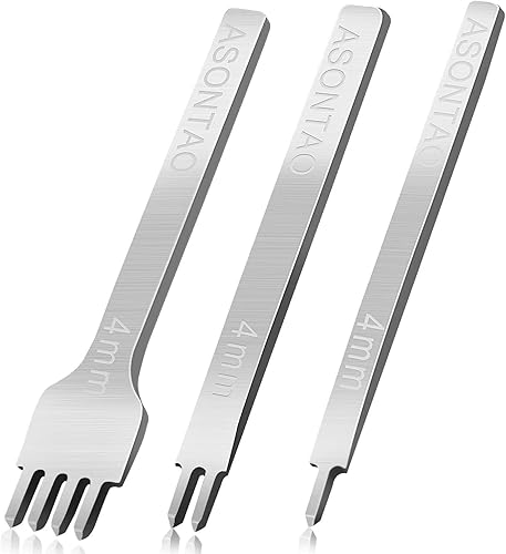 Herramientas de cuero, acero blanco de 0.157 in 124 puntas DIY diamante cordón costura cincel conjunto de kits de artesanía de cuero, punzón de