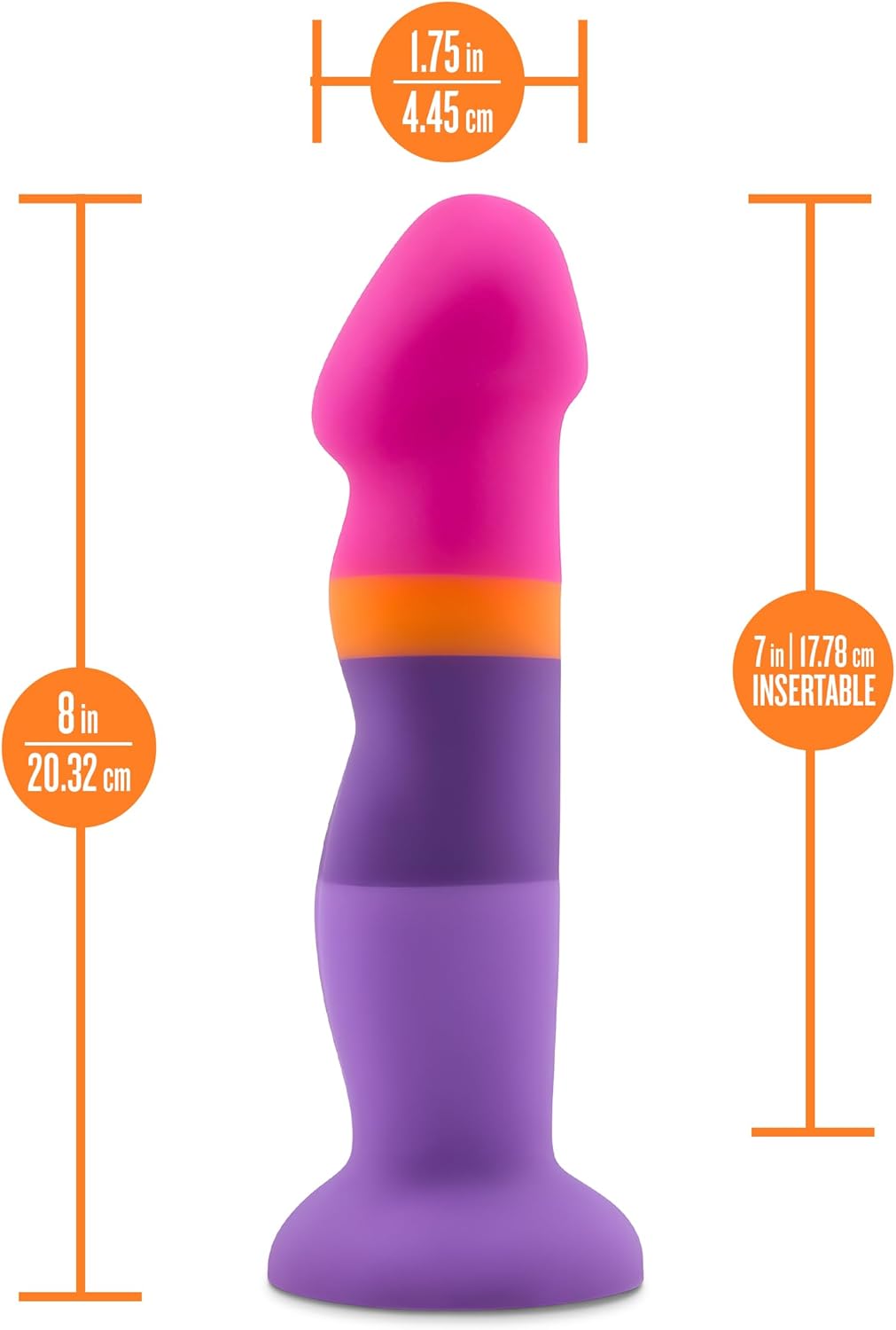 Blush Avant D3 Summer Fling 8" Curved G-Spot Dildo - Ultrasilk Silicone Soft Ridged Cock - Suction Cup Strap-On Compatible - Anal Vaginal & Pegging Play Women Men Couples Adult Sex Toy - Multicolored